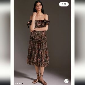 Misa Micaela Off the Shoukder Printed Maxi Dress Medium